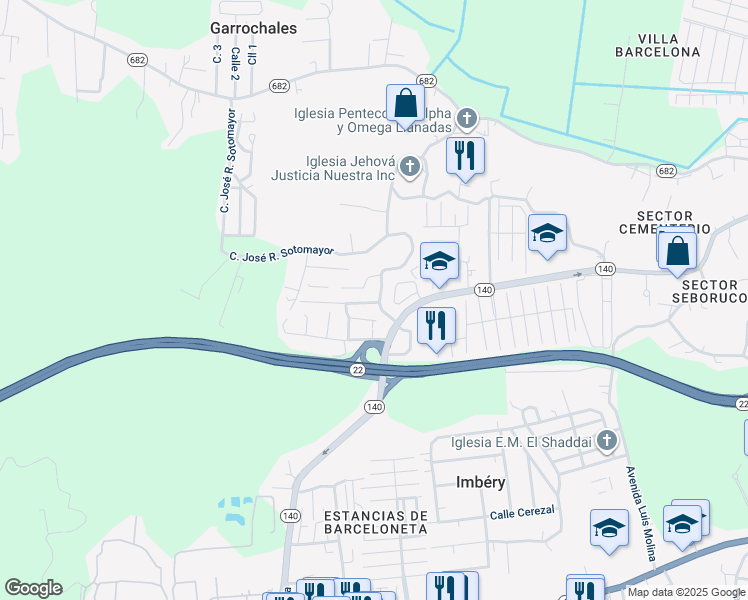 map of restaurants, bars, coffee shops, grocery stores, and more near Calle Los Cedros in Barceloneta