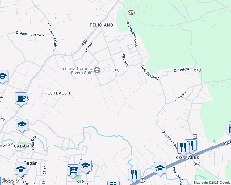 map of restaurants, bars, coffee shops, grocery stores, and more near 1070 Calle Maga in Aguadilla Pueblo