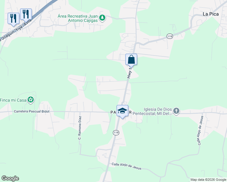 map of restaurants, bars, coffee shops, grocery stores, and more near Puerto Rico 119 in Camuy