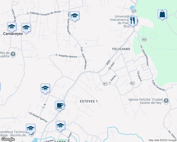 map of restaurants, bars, coffee shops, grocery stores, and more near Carretera Juan Feliciano in Aguadilla