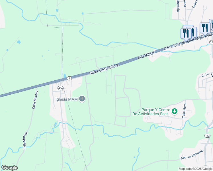 map of restaurants, bars, coffee shops, grocery stores, and more near Hacienda La Quinta in Isabela