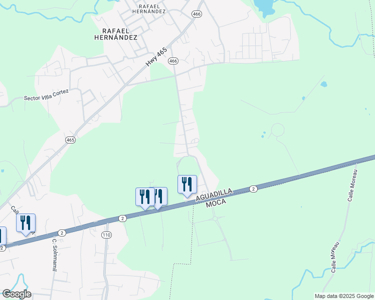 map of restaurants, bars, coffee shops, grocery stores, and more near Puerto Rico 466 in Isabela