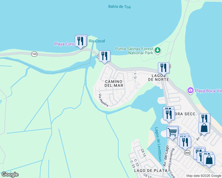map of restaurants, bars, coffee shops, grocery stores, and more near in Sabana Seca