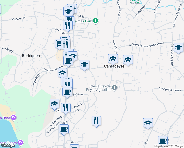 map of restaurants, bars, coffee shops, grocery stores, and more near PR-467 in Aguadilla