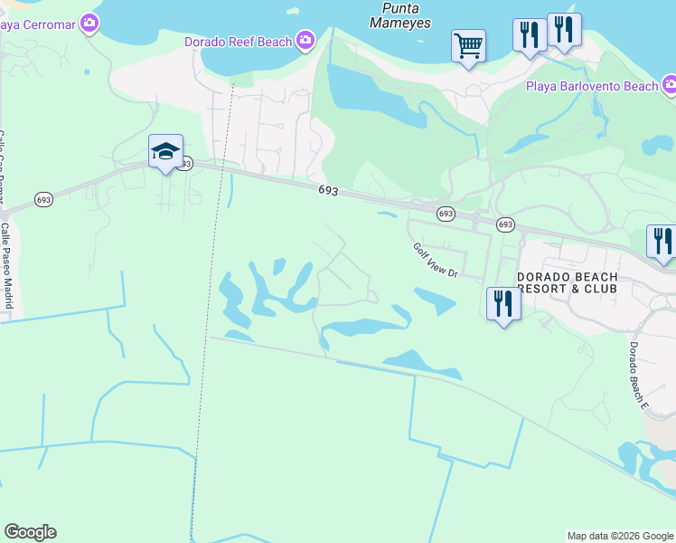 map of restaurants, bars, coffee shops, grocery stores, and more near in Dorado