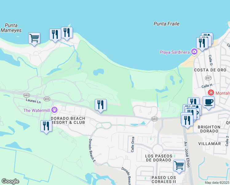 map of restaurants, bars, coffee shops, grocery stores, and more near in Dorado