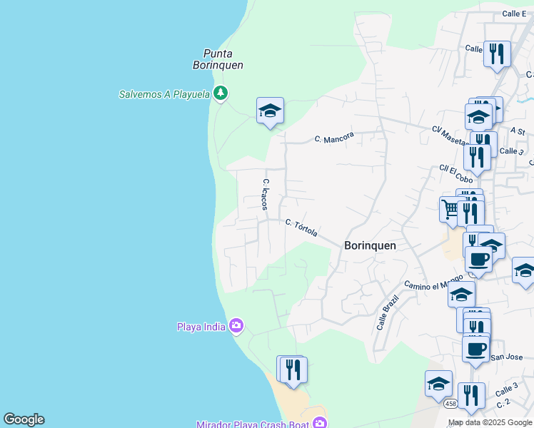 map of restaurants, bars, coffee shops, grocery stores, and more near Unnamed Rd in Aguadilla Pueblo