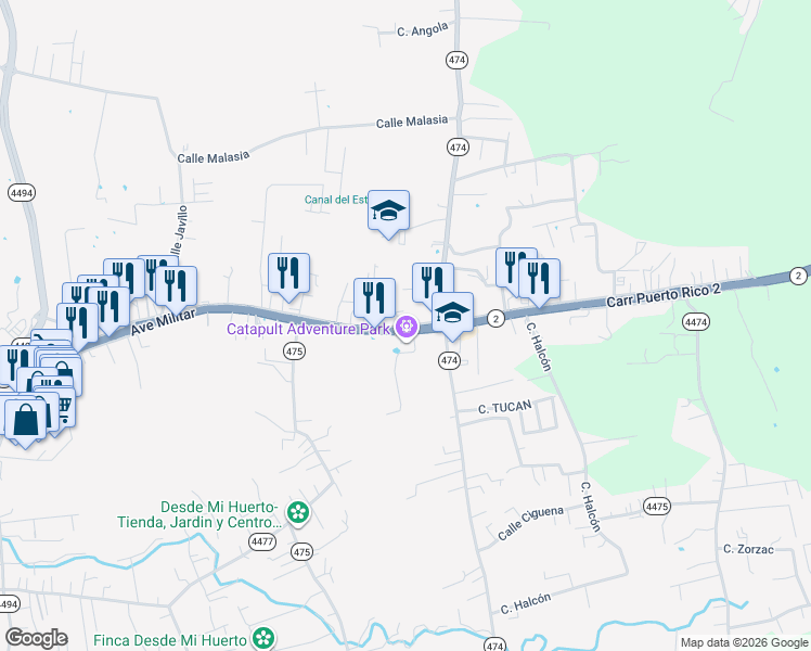 map of restaurants, bars, coffee shops, grocery stores, and more near Calle Marginal in Isabela