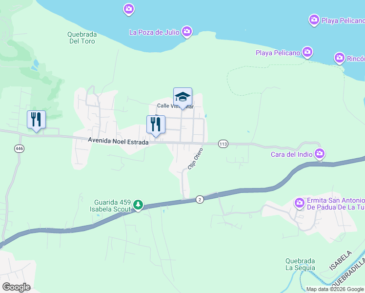 map of restaurants, bars, coffee shops, grocery stores, and more near 442 Avenida Noel Estrada in Isabela