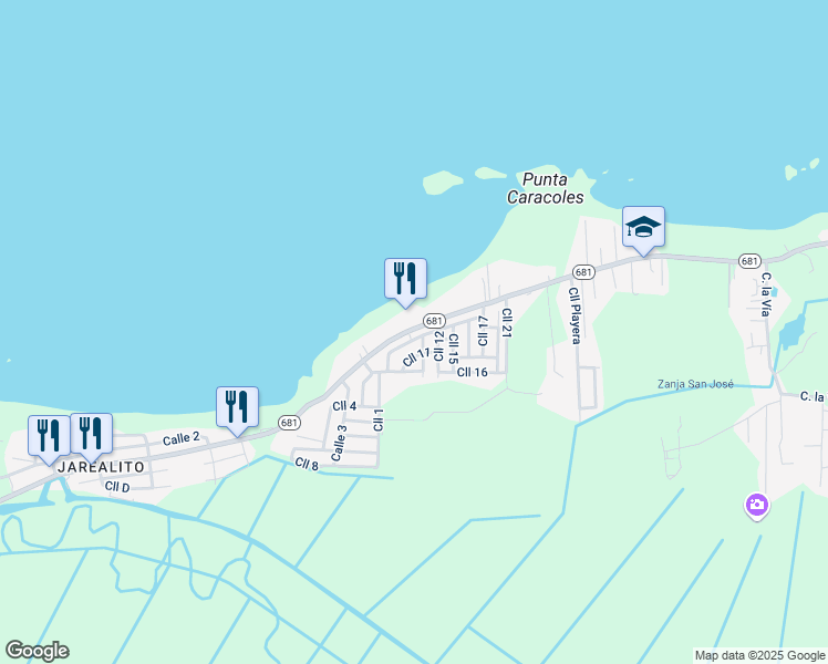 map of restaurants, bars, coffee shops, grocery stores, and more near Calle 12 in Arecibo
