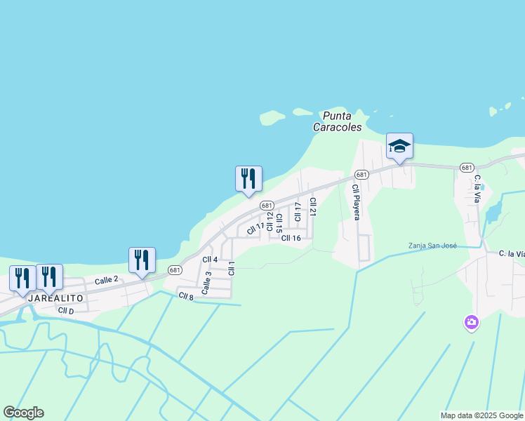 map of restaurants, bars, coffee shops, grocery stores, and more near Calle 12 in Arecibo