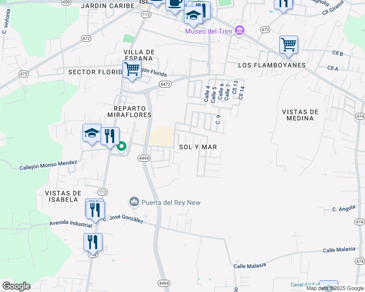 map of restaurants, bars, coffee shops, grocery stores, and more near in Isabela