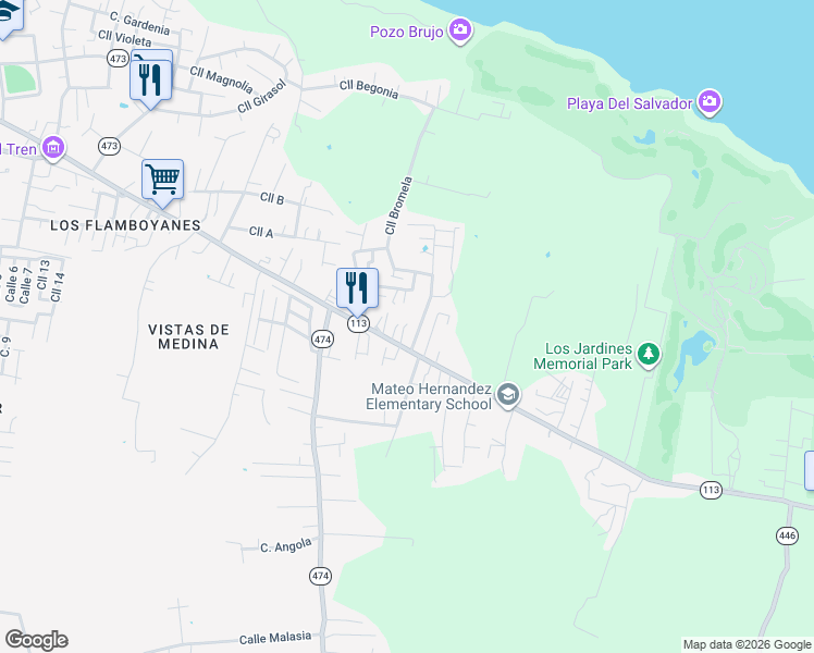 map of restaurants, bars, coffee shops, grocery stores, and more near 700 Calle Malagueta in Isabela