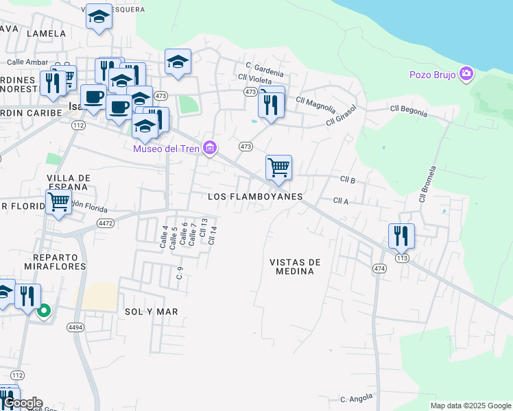 map of restaurants, bars, coffee shops, grocery stores, and more near 289 Avenida Noel Estrada in Isabela