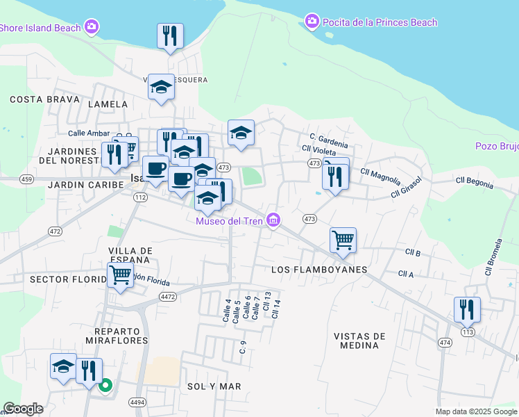 map of restaurants, bars, coffee shops, grocery stores, and more near in Isabela