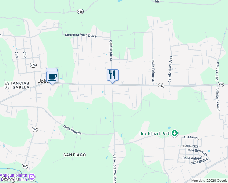 map of restaurants, bars, coffee shops, grocery stores, and more near Calle Hippo Campo in Isabela