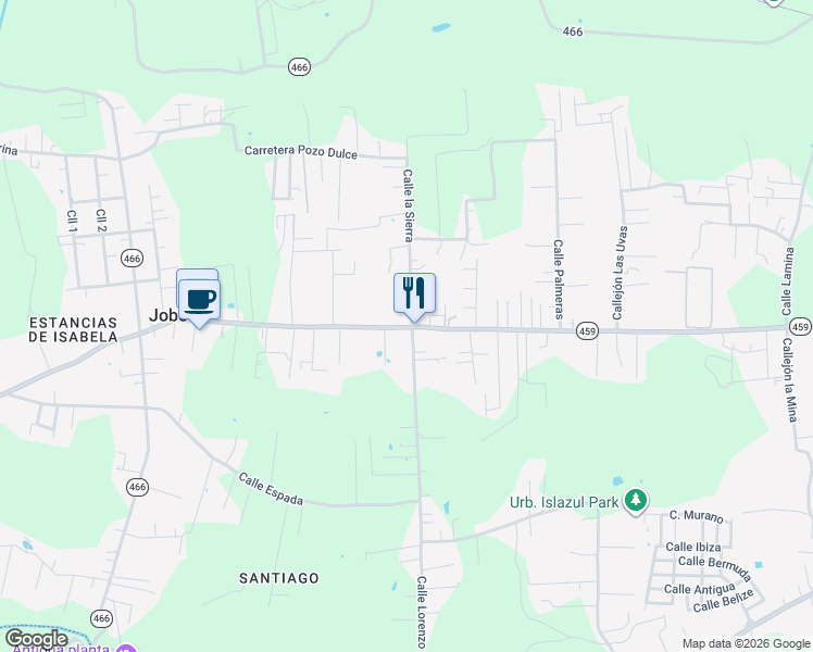 map of restaurants, bars, coffee shops, grocery stores, and more near Calle Hippo Campo in Isabela