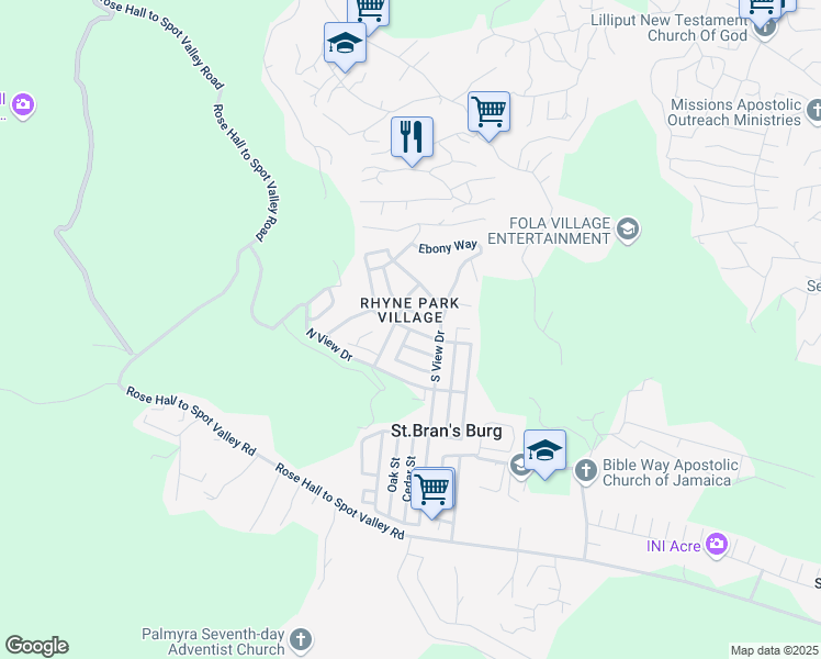 map of restaurants, bars, coffee shops, grocery stores, and more near Almond Road in St.Bran's Burg
