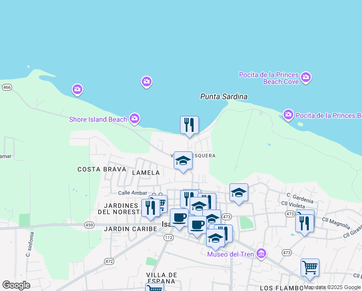map of restaurants, bars, coffee shops, grocery stores, and more near Carr Municipal in Isabela
