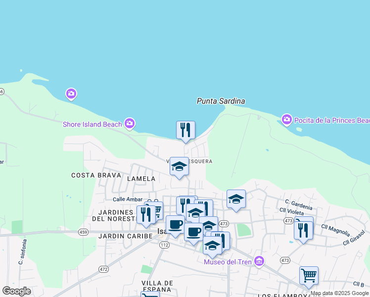 map of restaurants, bars, coffee shops, grocery stores, and more near in Isabela