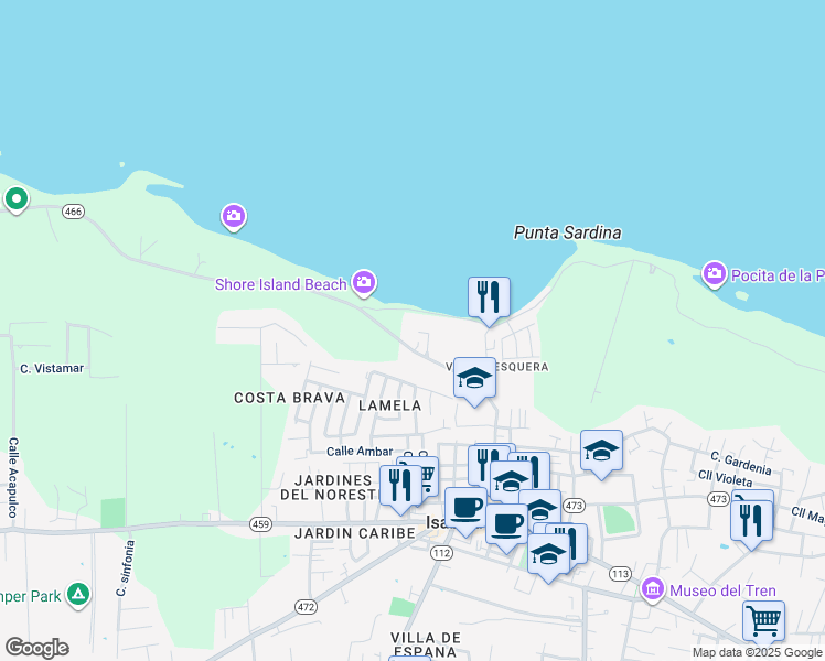 map of restaurants, bars, coffee shops, grocery stores, and more near in Isabela
