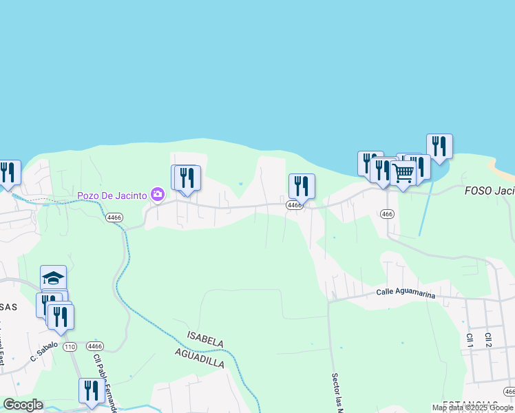 map of restaurants, bars, coffee shops, grocery stores, and more near Puerto Rico 4466 in Bajura