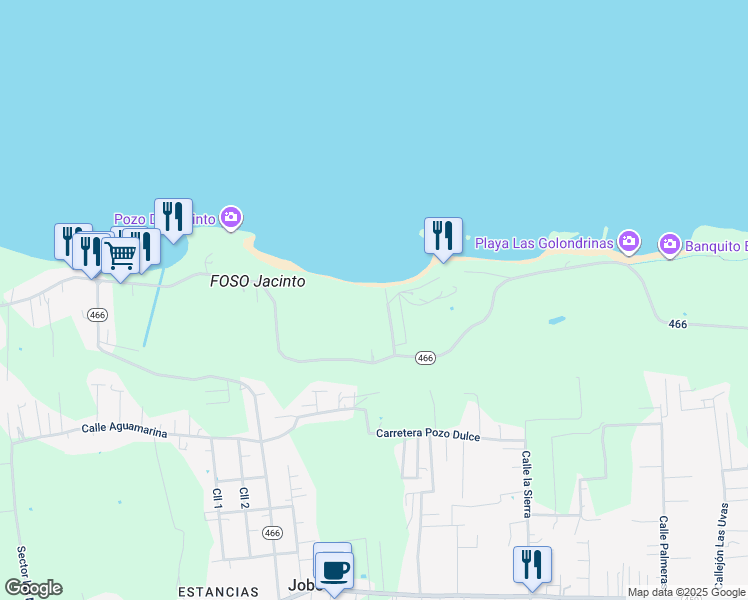map of restaurants, bars, coffee shops, grocery stores, and more near Puerto Rico 466 in Isabela