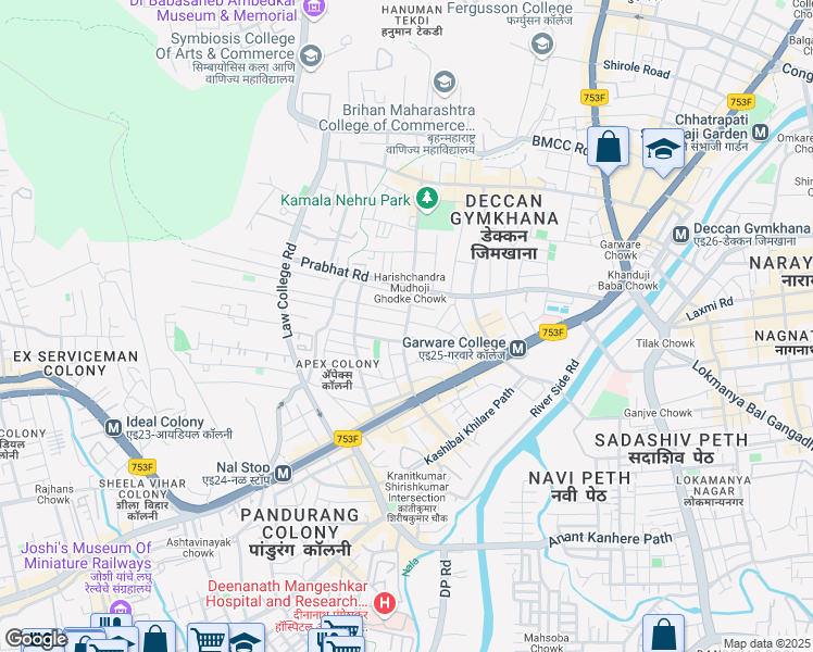 map of restaurants, bars, coffee shops, grocery stores, and more near Doctor Ketkar Road in Pune