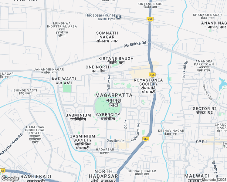 map of restaurants, bars, coffee shops, grocery stores, and more near Magarpatta Inner Circle in Pune