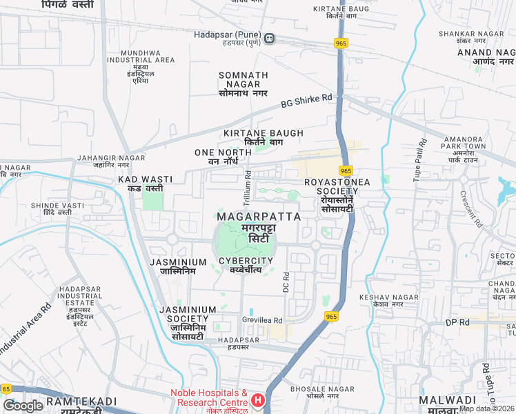 map of restaurants, bars, coffee shops, grocery stores, and more near Magarpatta Inner Circle in Pune