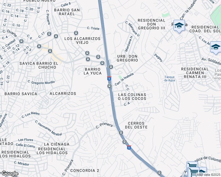 map of restaurants, bars, coffee shops, grocery stores, and more near Autopista Duarte in La Guayiga