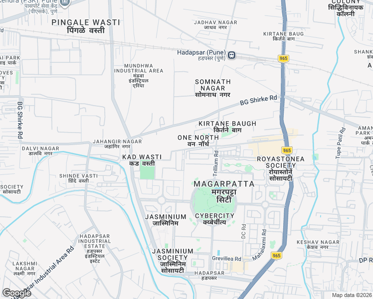map of restaurants, bars, coffee shops, grocery stores, and more near Magarpatta SEZ Entrance in Pune