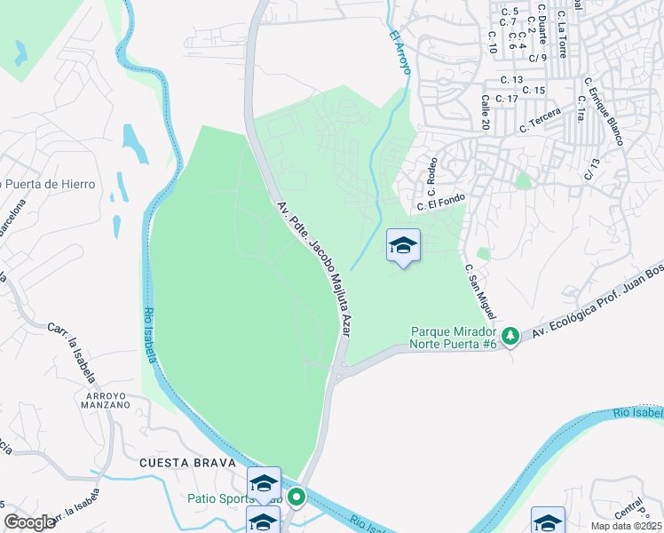 map of restaurants, bars, coffee shops, grocery stores, and more near Avenida Presidente Jacobo Majluta Azar in Ciudad Modelo Mirador Norte