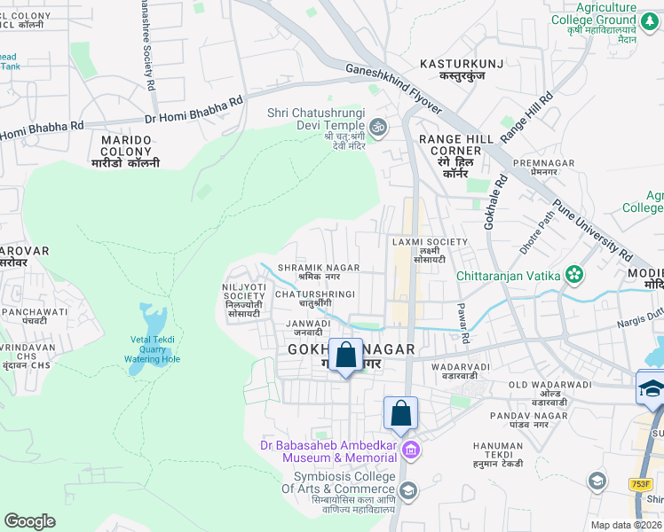 map of restaurants, bars, coffee shops, grocery stores, and more near Senapati Bapat Road in Pune