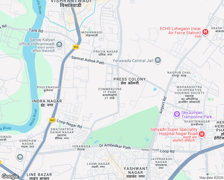 map of restaurants, bars, coffee shops, grocery stores, and more near 1 Commerzone IT Park Internal Road in Pune