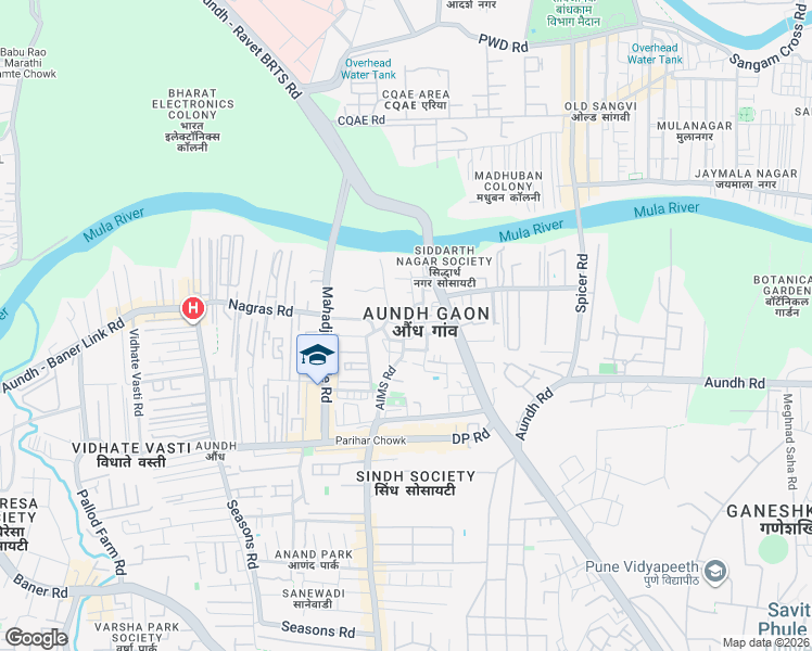 map of restaurants, bars, coffee shops, grocery stores, and more near 25 AIMS Road in Pune