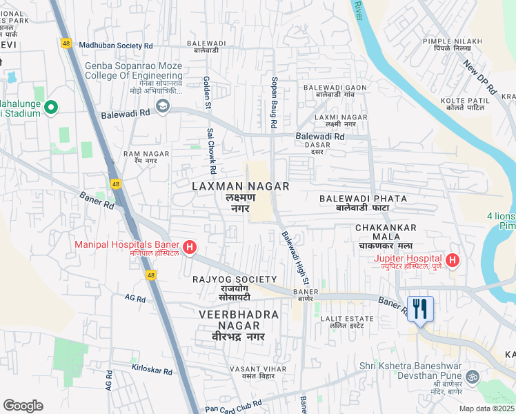 map of restaurants, bars, coffee shops, grocery stores, and more near in Pune