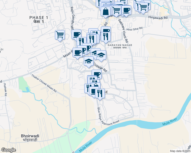 map of restaurants, bars, coffee shops, grocery stores, and more near in Pimpri-Chinchwad