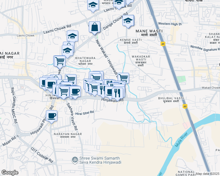 map of restaurants, bars, coffee shops, grocery stores, and more near in Pune