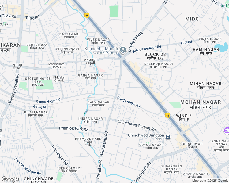 map of restaurants, bars, coffee shops, grocery stores, and more near Ganga Nagar Road in Pimpri-Chinchwad