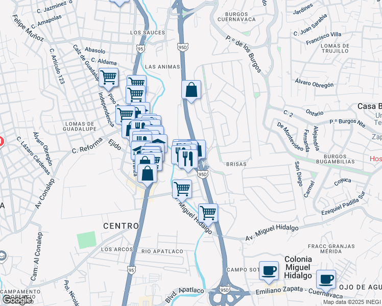 map of restaurants, bars, coffee shops, grocery stores, and more near in Temixco