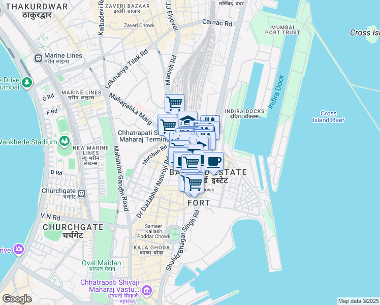 map of restaurants, bars, coffee shops, grocery stores, and more near in Mumbai