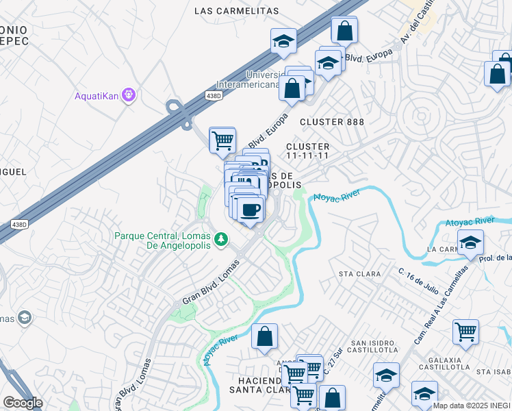 map of restaurants, bars, coffee shops, grocery stores, and more near 2 Paseo Opera in San Andrés Cholula