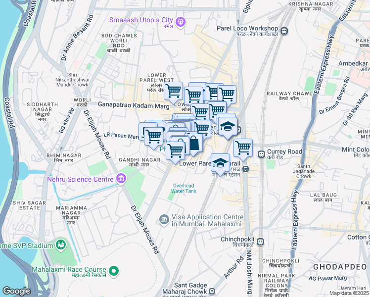 map of restaurants, bars, coffee shops, grocery stores, and more near in Mumbai