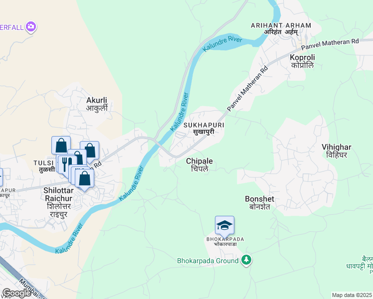 map of restaurants, bars, coffee shops, grocery stores, and more near Panvel Matheran Road in Navi Mumbai