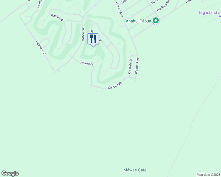 map of restaurants, bars, coffee shops, grocery stores, and more near 94-1437 Kia Lua Street in Naalehu
