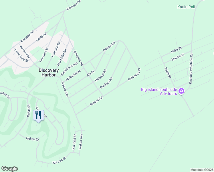 map of restaurants, bars, coffee shops, grocery stores, and more near 94-6482 Palaoa Road in Naalehu