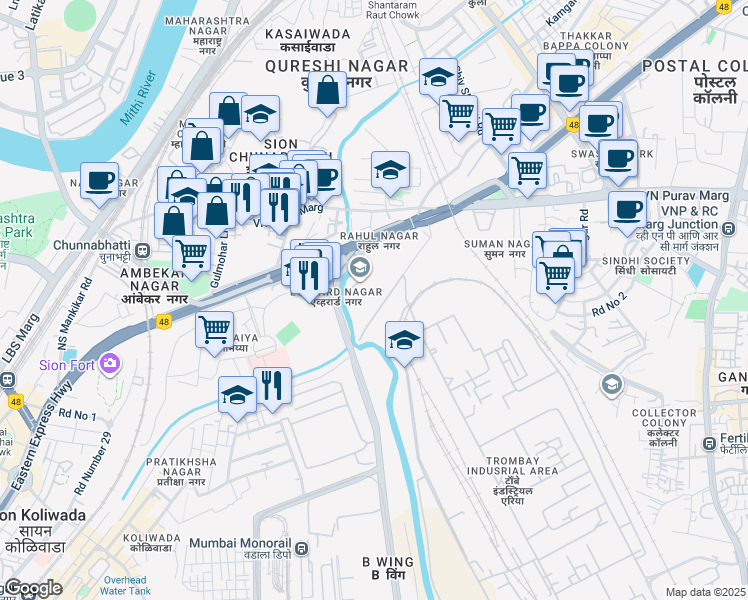 map of restaurants, bars, coffee shops, grocery stores, and more near in Mumbai