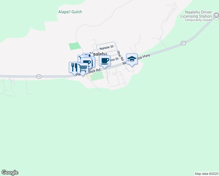 map of restaurants, bars, coffee shops, grocery stores, and more near 95-5589 Poha Street in Naalehu