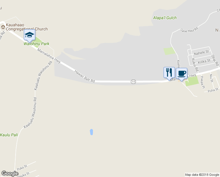 map of restaurants, bars, coffee shops, grocery stores, and more near 95-5801 Mamalahoa Highway in Naalehu